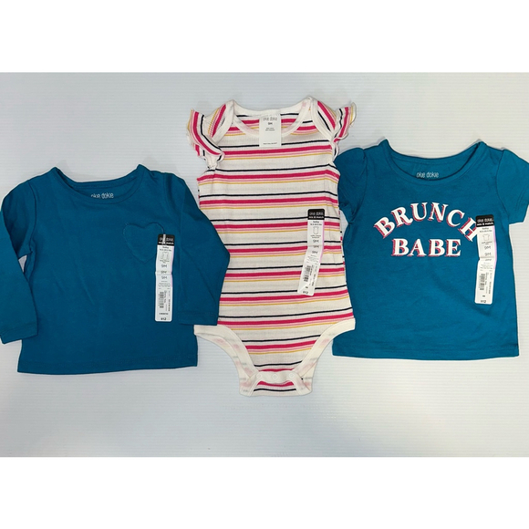 Okie Dokie Mix & Match 9 months Baby Girl Blue Pink NEW NWT Lot of 3 Bundle - Picture 1 of 11